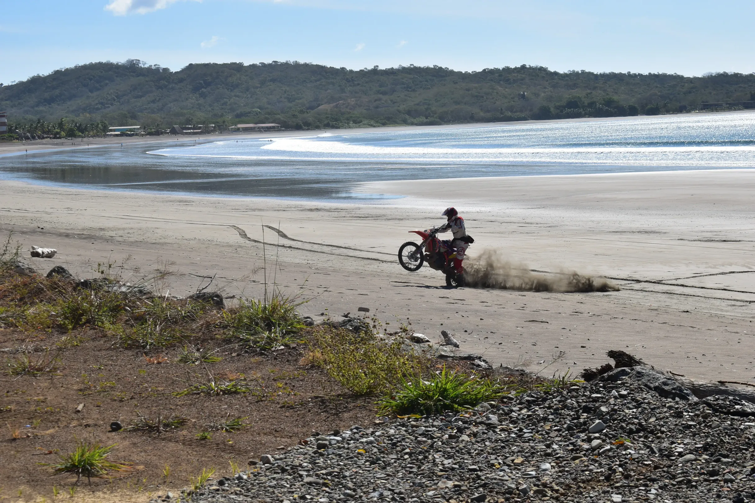 A picture of a motorcycle rider in the mountains of Panama.
